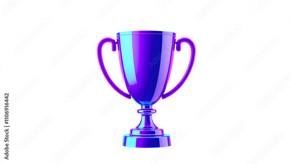 Holographic trophy 3D icon. Purple and blue neon winner prize or award symbol vector illustration isolated on white. Generative AI Holographic trophy 3D icon. Purple and blue neon winner prize or award symbol vector illustration isolated on white. Generative AI