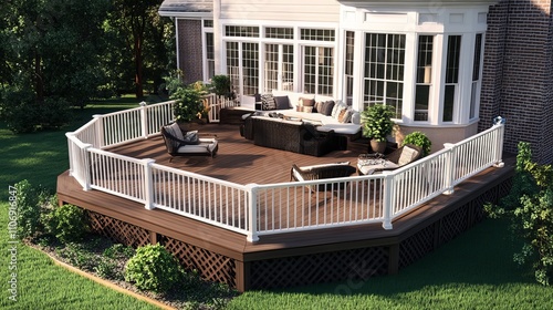 3D Rendering of Deck Design Custom Deck Visualization Backyard 