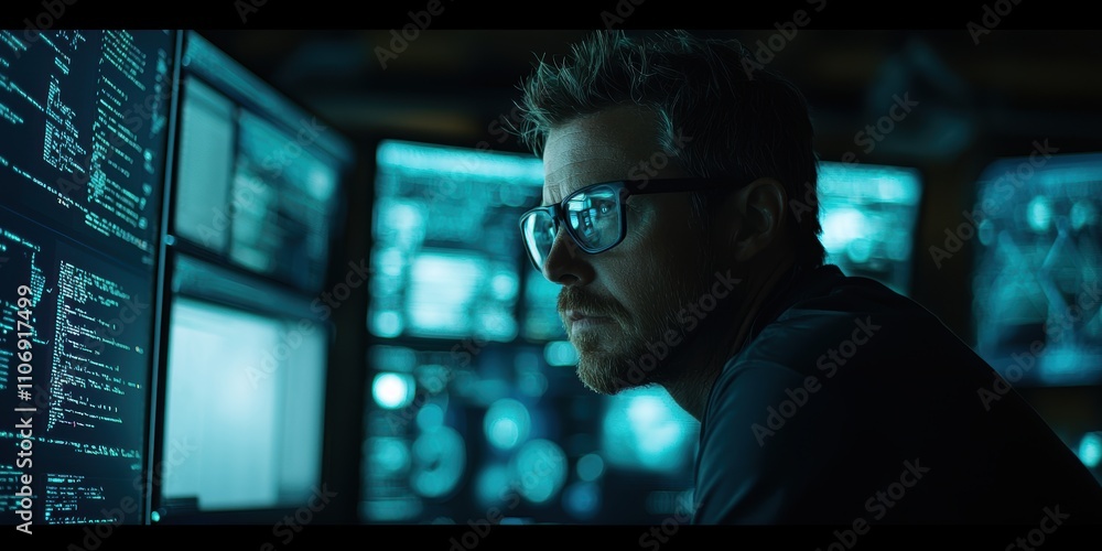 Coding session with software developer office space digital workspace tech environment focused perspective Coding session with software developer office space digital workspace tech environment focused perspective