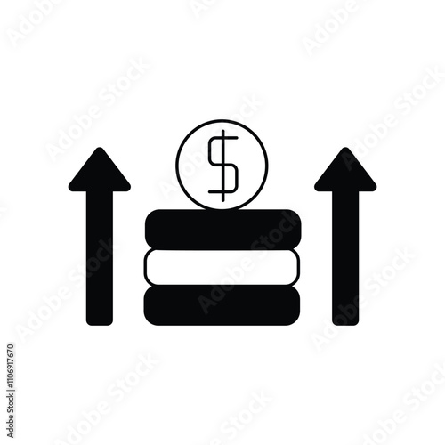 profits glyph icon with white background vector stock illustration