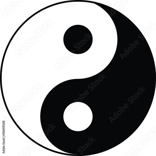 abstract black white yin yang vector.
