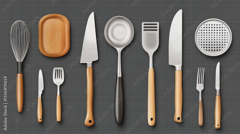 Kitchenware 3d icon set. Kitchen utensils for cooking Kitchenware 3d icon set. Kitchen utensils for cooking