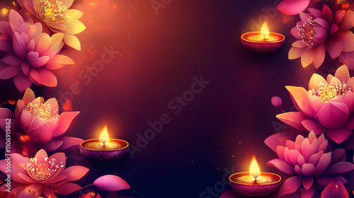 Floral and Lotus Diwali illustration Background