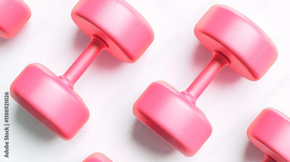 Online workout banner concept with 3d realistic dumbbells isolated on white background Online workout banner concept with 3d realistic dumbbells isolated on white background