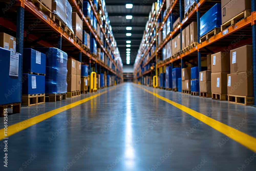 Fototapeta premium Exploring warehouse operations in distribution centers and industrial storage spaces
