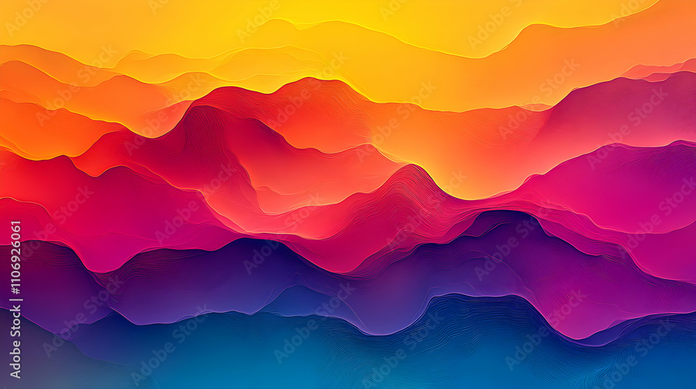 Abstract Colorful Wavy Mountains Digital Illustration Background Abstract Colorful Wavy Mountains Digital Illustration Background