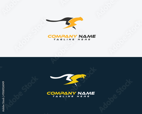 Dynamic Panther Logo with Lightning Bolt for Modern Brands. photo