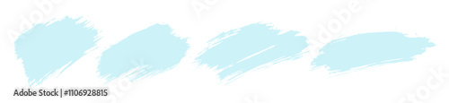 Light blue grungy brush stroke splatters. Vector set of grunge brushstrokes. Abstract winter pale blue spots, dabs, daubs and splashes on transparent white bg. Pale ink paint stain. Snow smear frames