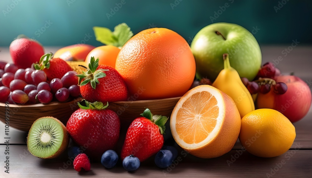 Ripe, delicious fruits ready to energize your day with natural goodness Ripe, delicious fruits ready to energize your day with natural goodness