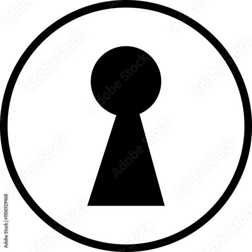 Door key hole icon. Security protection concept in trendy flat style. Door open, padlock symbol. Password symbol sign vector illustration silhouette isolated on transparent background.