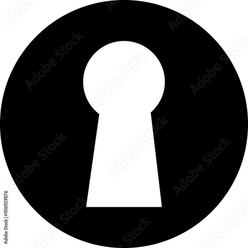 Door key hole icon. Security protection concept in trendy flat style. Door open, padlock symbol. Password symbol sign vector illustration silhouette isolated on transparent background.