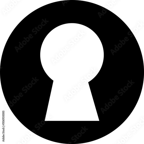 Door key hole icon. Security protection concept in trendy flat style. Door open, padlock symbol. Password symbol sign vector illustration silhouette isolated on transparent background.
