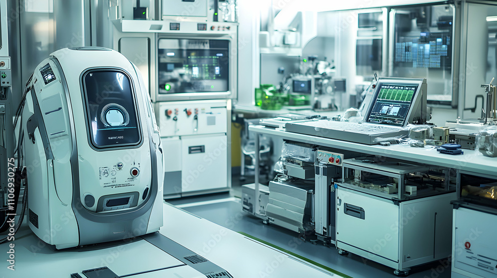 Futuristic Robotic Arm Performs Precise Tasks in a Modern Tech Lab Setting Futuristic Robotic Arm Performs Precise Tasks in a Modern Tech Lab Setting
