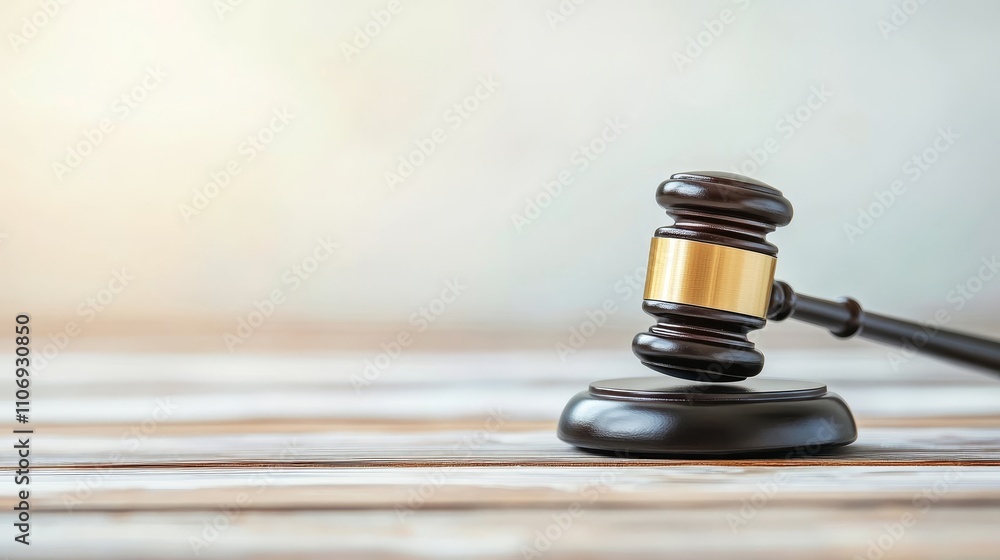 Wooden Gavel on a Table with Soft Lighting Wooden Gavel on a Table with Soft Lighting