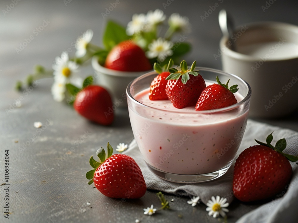 yogurt with strawberries and mint yogurt with strawberries and mint