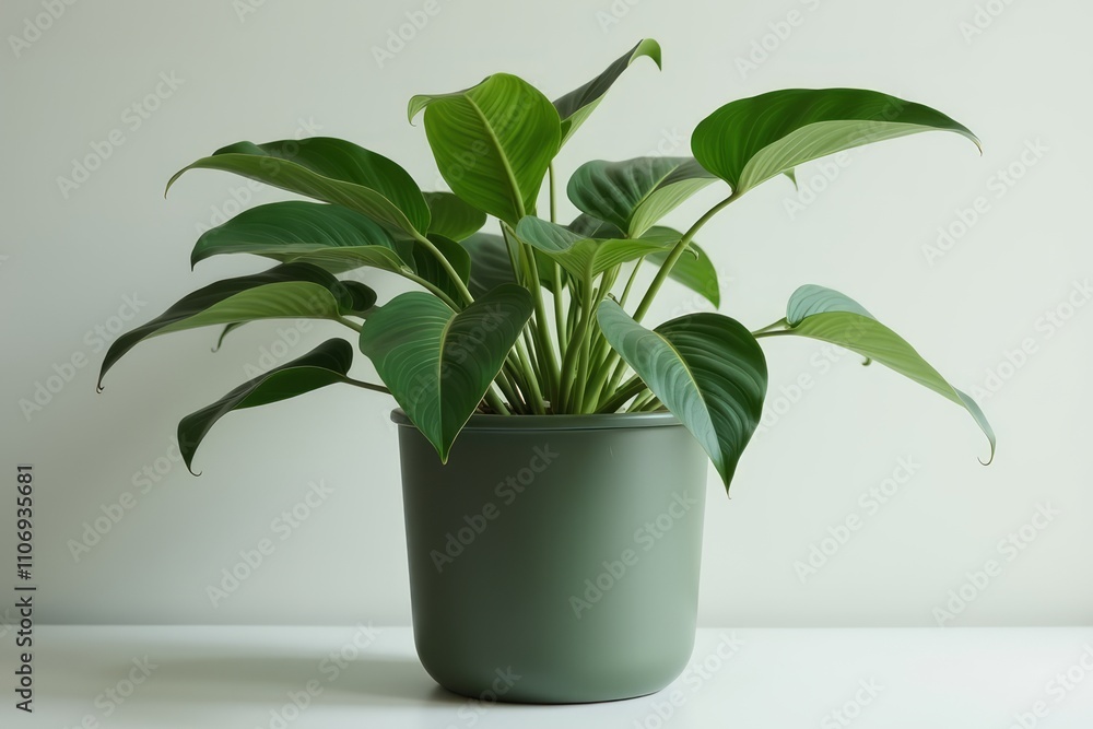 Lush Green Philodendron Plant In A Green Pot Lush Green Philodendron Plant In A Green Pot