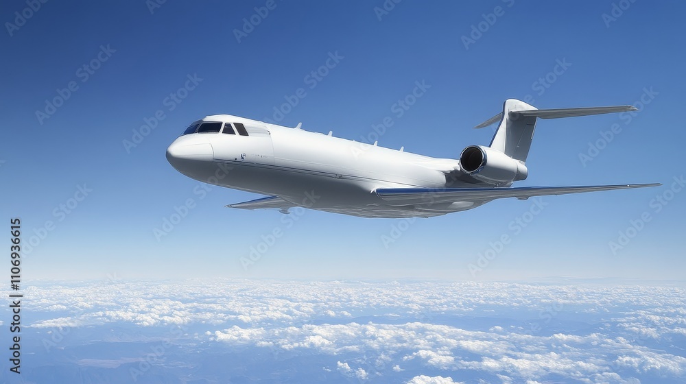 A White Private Jet Soaring Through the Clouds A White Private Jet Soaring Through the Clouds