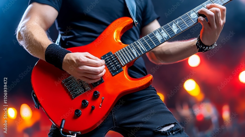 Obraz premium Guitarist Performing at a Live Music Event