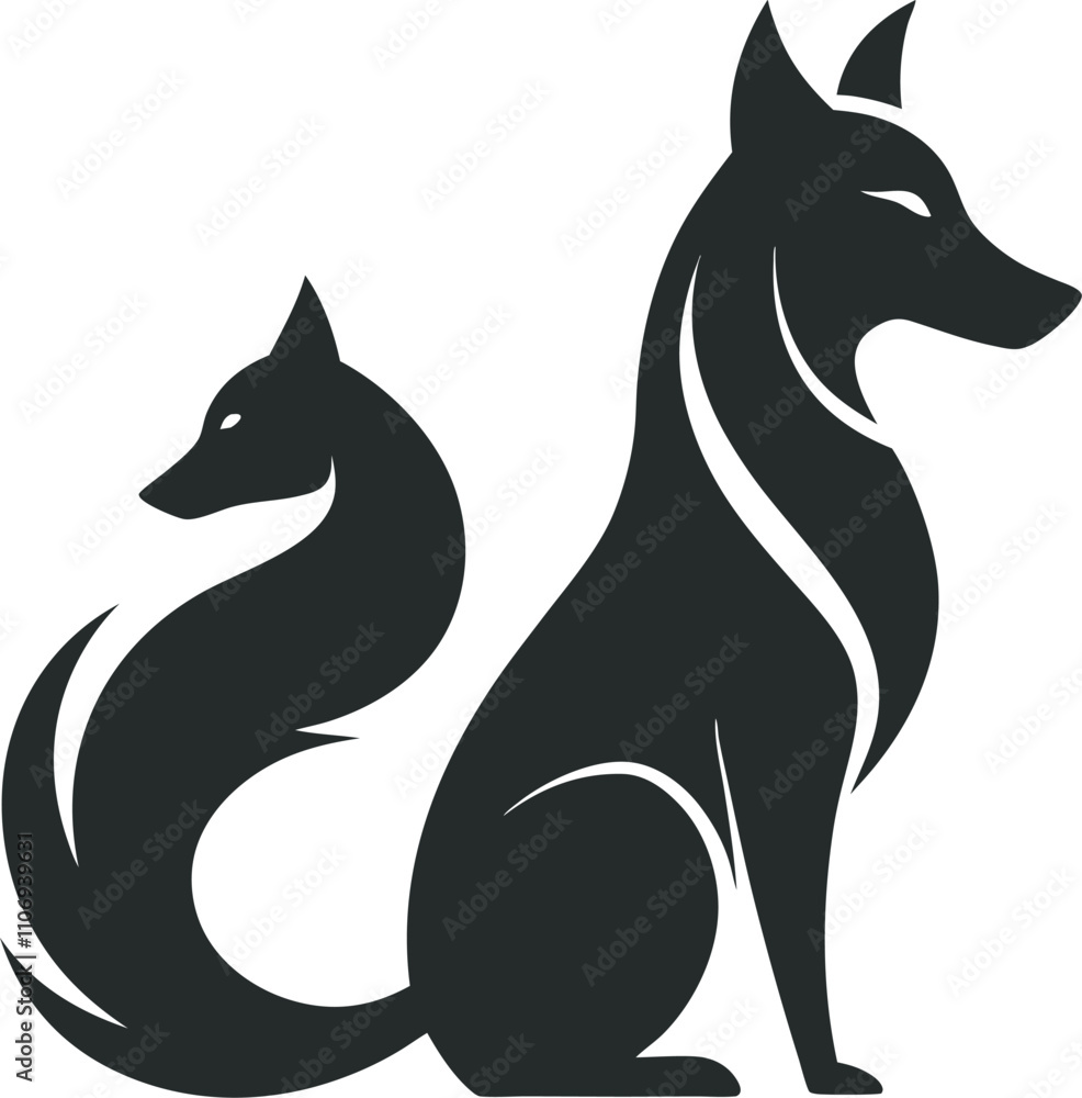 Abstract Animal Silhouette Logo - Dog and Cat Design, Art & Illustration Abstract Animal Silhouette Logo - Dog and Cat Design, Art & Illustration