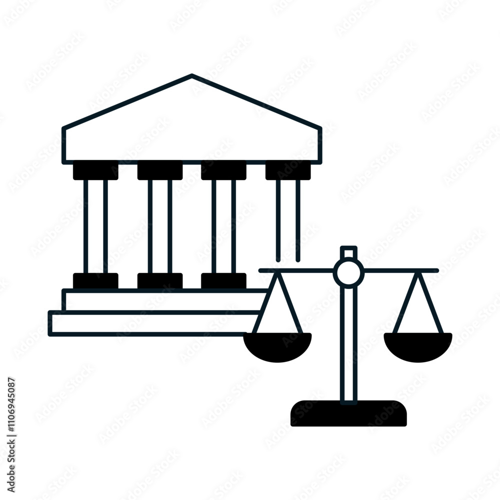 Public Sector Governance. The Pillars of Public Service. Vector Icon. Public Sector Governance. The Pillars of Public Service. Vector Icon.