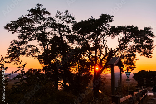 Summer sunset at Mount Bogenberg, Bogen, Danube, Bavaria, Germany photo