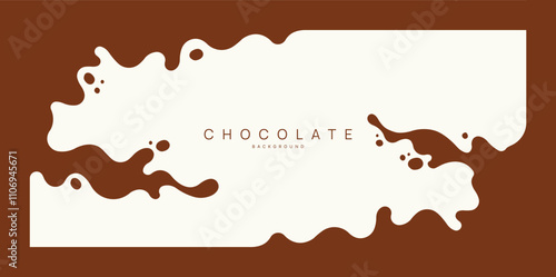 Chocolate background of Modern poster, dynamic splashes and drops. Vector illustration in a flat style of minimalism