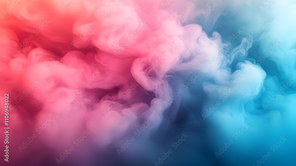 Fototapeta premium Abstract Colorful Smoke, Pink and Blue Swirls Intertwine, Creating a Dreamlike and Ethereal Visual Masterpiece