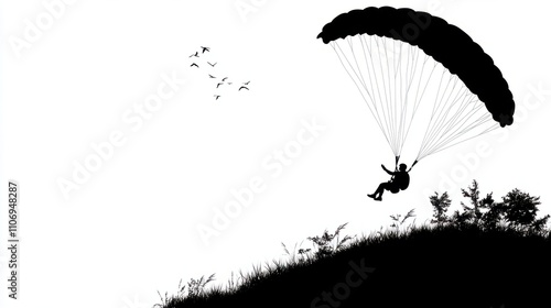 Silhouette skydiver parachutist landing