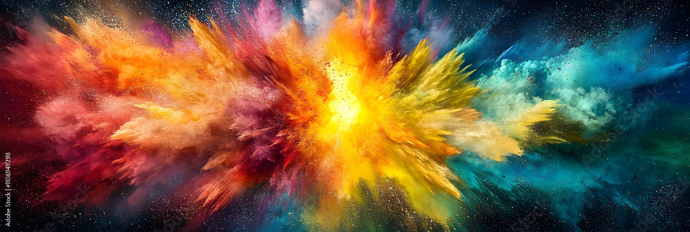 Vibrant Color Explosion, Abstract Art Background of a Cosmic, Energetic Burst of Hues Vibrant Color Explosion, Abstract Art Background of a Cosmic, Energetic Burst of Hues