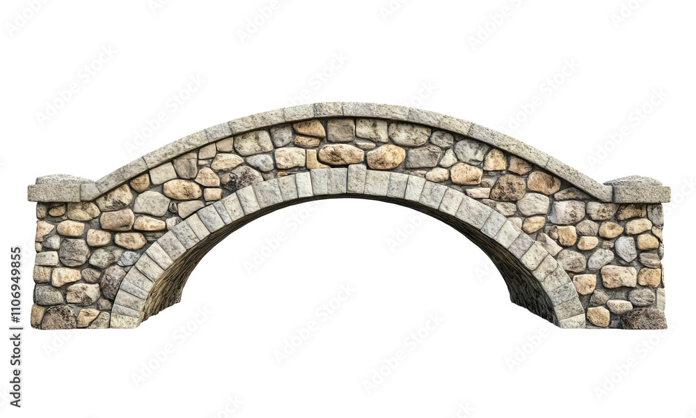 An arched bridge, classic design, smooth curve, stone texture, isolated on white background An arched bridge, classic design, smooth curve, stone texture, isolated on white background