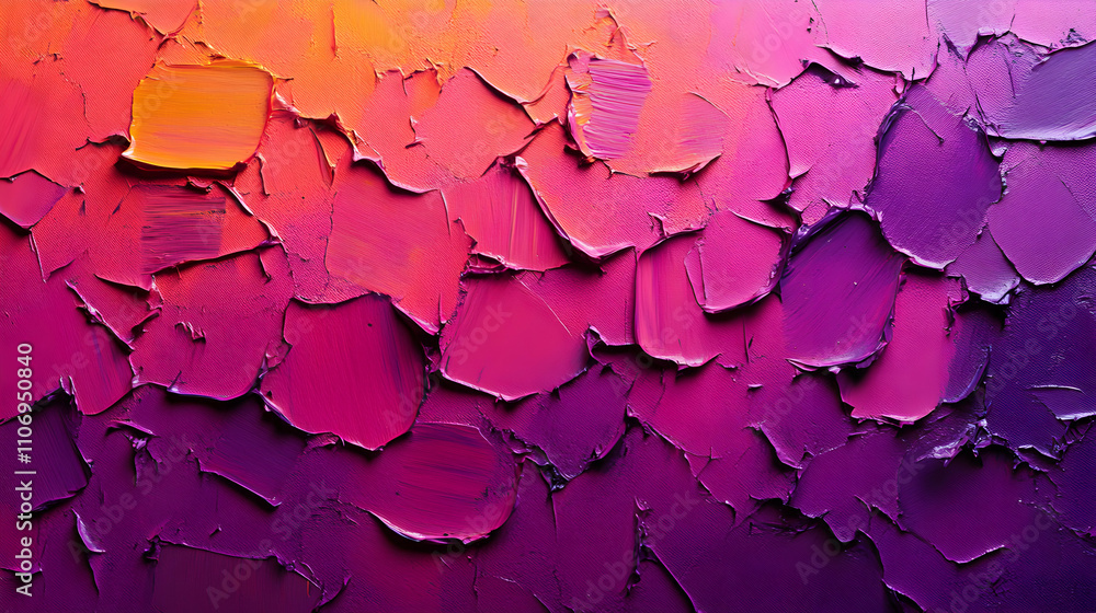 Obraz premium Vibrant Impasto Painting, Hues of Pink and Purple Blend in Textured Abstract Artwork