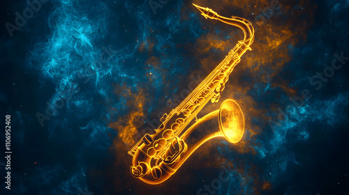 Wallpaper Mural Glowing Saxophone in a Swirling Mist Torontodigital.ca