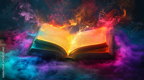 Magical Glowing Recipe Book with Colorful Mist