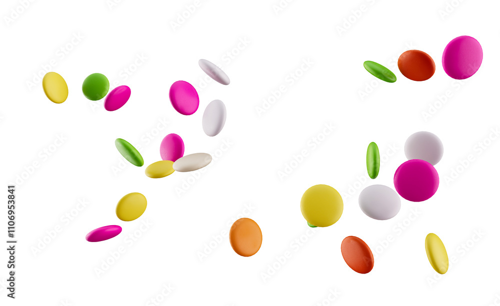 Colorful chocolate candy pills isolated on white background 3d illustration
Colorful chocolate candy pills isolated on white background 3d illustration