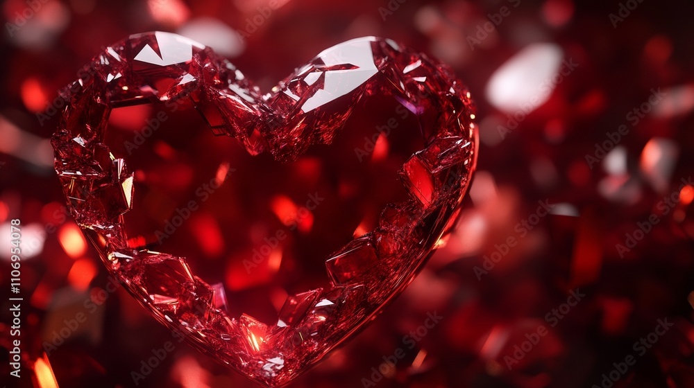 Red Glass Heart Symbol with Sparkling Highlights on Romantic and Vibrant Background Creating a Symbolic and Emotional Design Red Glass Heart Symbol with Sparkling Highlights on Romantic and Vibrant Background Creating a Symbolic and Emotional Design