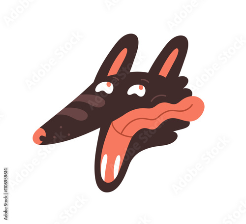 Funny wolf character with tongue out and open mouth. Joyful happy excited qui...
