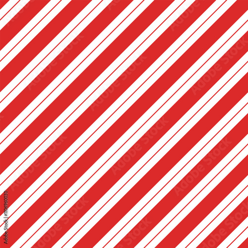 Candy cane background. Diagonal stripes seamless pattern. Peppermint wrapping texture. Red candy cane stripes. Vector illustration