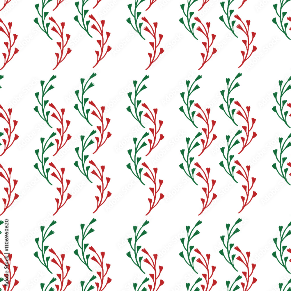 seamless pattern featuring delicate botanical motifs in festive Perfect for holiday-themed seamless pattern featuring delicate botanical motifs in festive Perfect for holiday-themed
