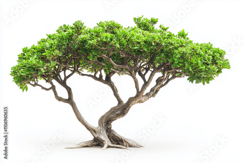 Whole mangrove tree at the beach isolated on white background, Selective focus mangrove tree at mangrove forest. photo