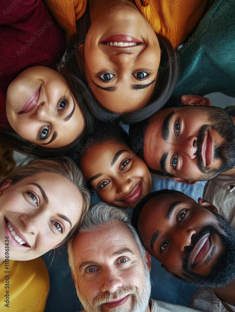 Group of people are smiling and posing for a picture. The group is diverse, with people of different ages and races. Scene is happy and friendly, as everyone is enjoying the moment
