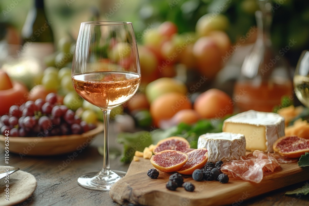 charcuterie board concept, a glass of orange wine amidst a variety of vibrant fruits and artisanal cheeses on a rustic wooden board, ideal for a cozy gathering charcuterie board concept, a glass of orange wine amidst a variety of vibrant fruits and artisanal cheeses on a rustic wooden board, ideal for a cozy gathering