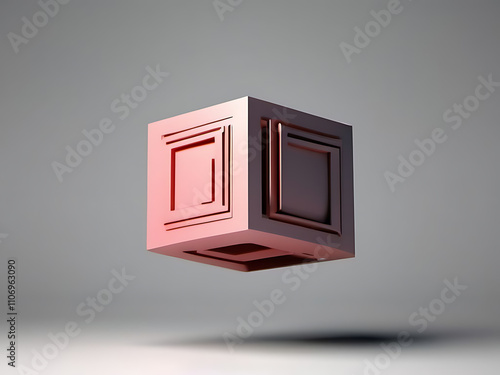 Abstract 3D Rendering of Cuboid Object Spinning simple