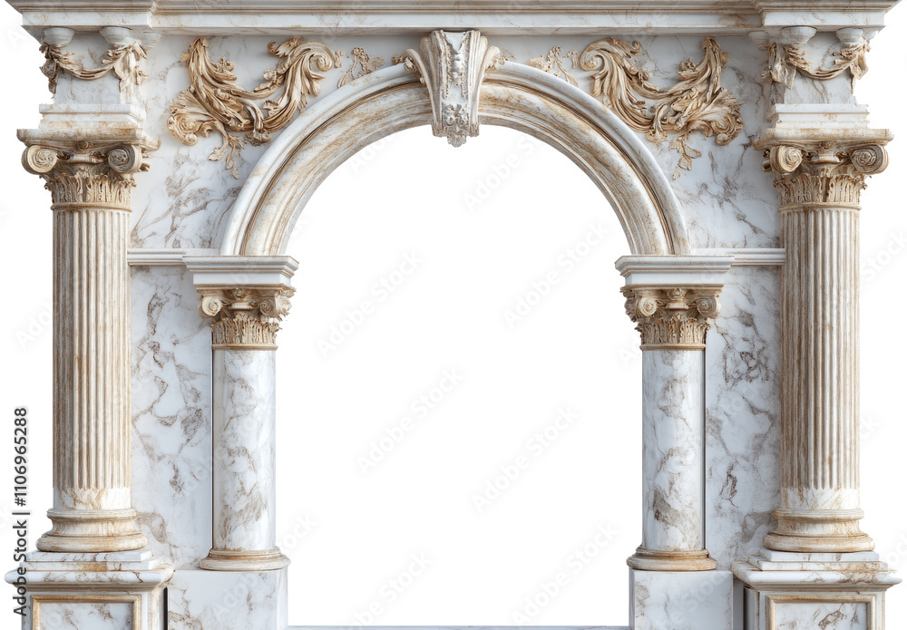 Obraz premium Antique concrete archway, a grand entryway, isolated on a transparent background 