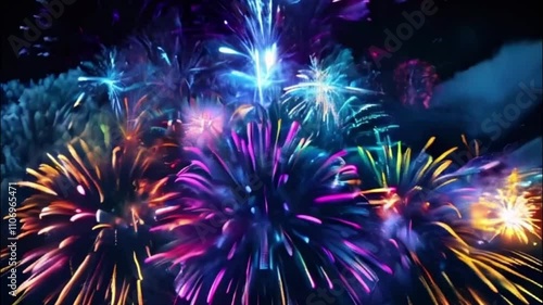 Wallpaper Mural Festive brightly colorful fireworks on twilight background high in sky Torontodigital.ca