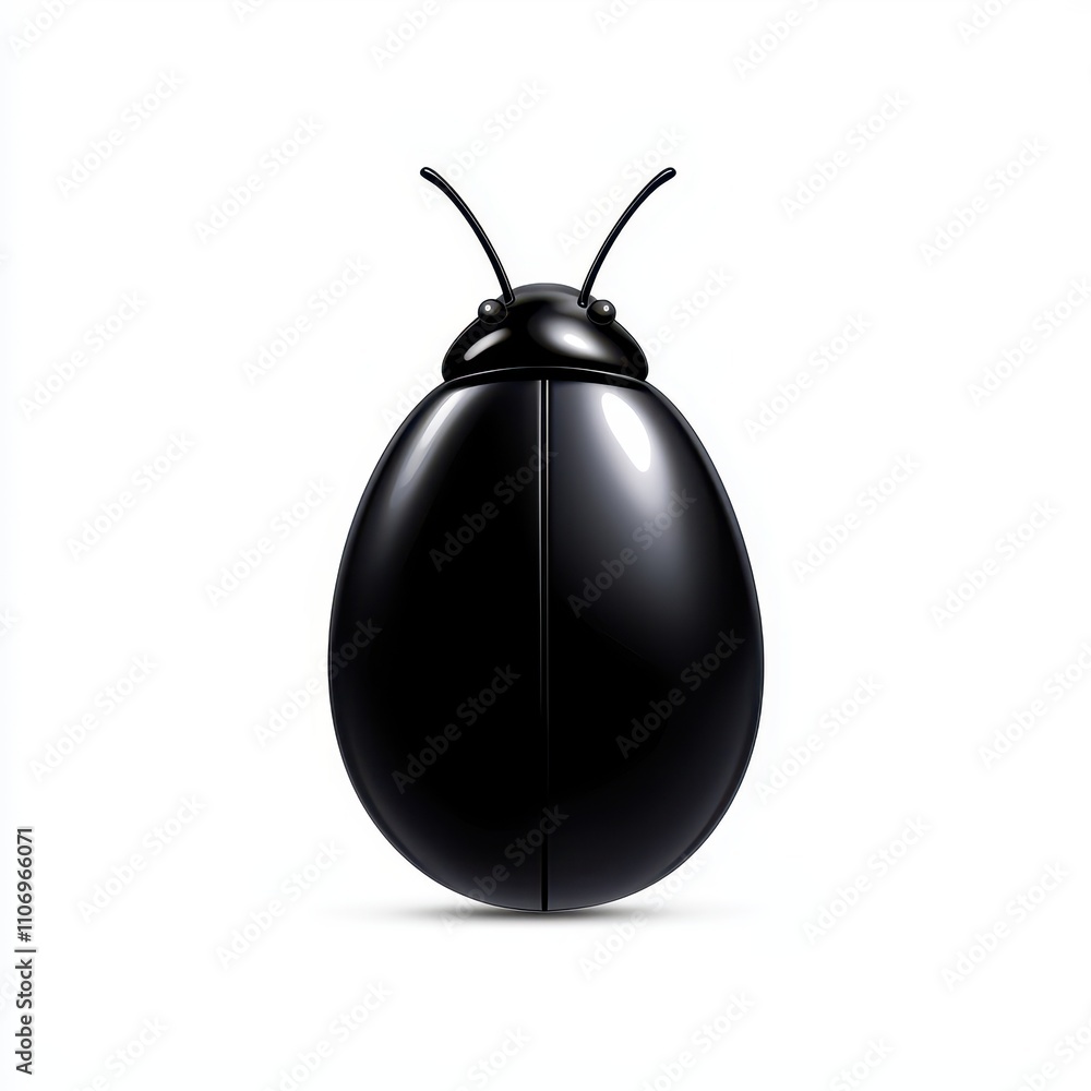 Cute and Stylish Black Beetle Icon with Simple and Minimalist Design, Perfect for Nature Themes, Digital Art, or Educational Materials for Kids and Adults