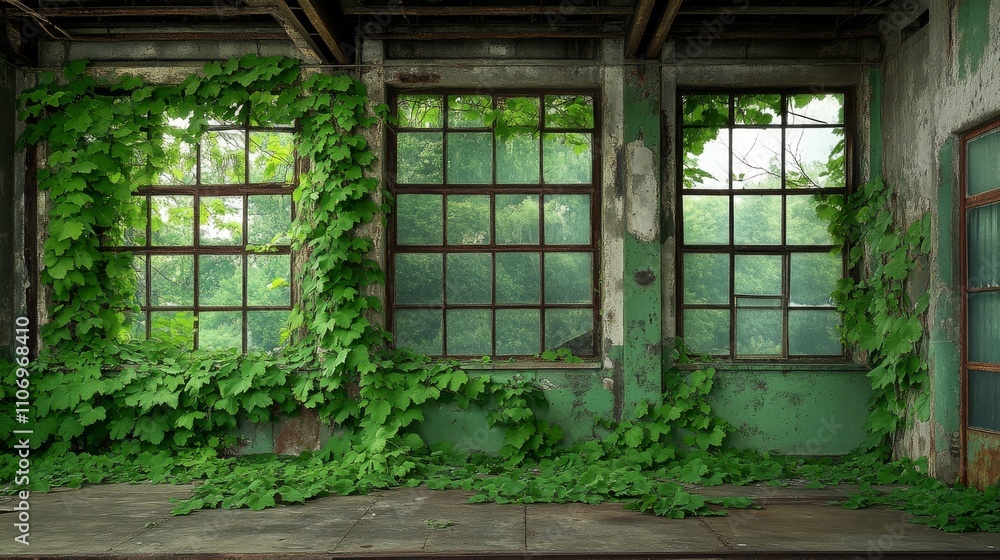 Abandoned Industrial Warehouse with Light Shafts Abandoned Industrial Warehouse with Light Shafts