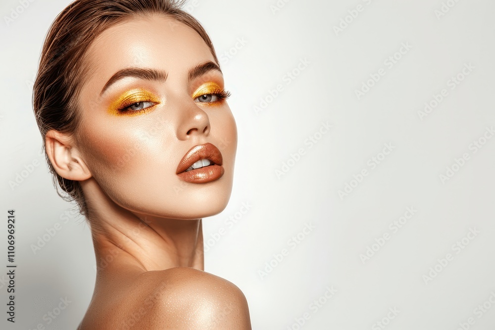 Elegant Woman with Artistic Makeup and Beautiful Skin Tone Elegant Woman with Artistic Makeup and Beautiful Skin Tone