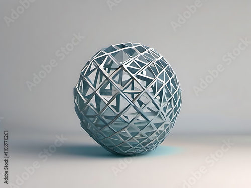 Abstract 3D Rendering of Spherical Pyramid Transforming simple