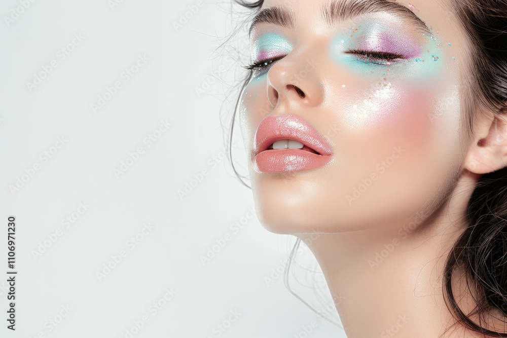 Elegant Portrait of Woman with Dreamy Makeup and Soft Glamour Look Elegant Portrait of Woman with Dreamy Makeup and Soft Glamour Look
