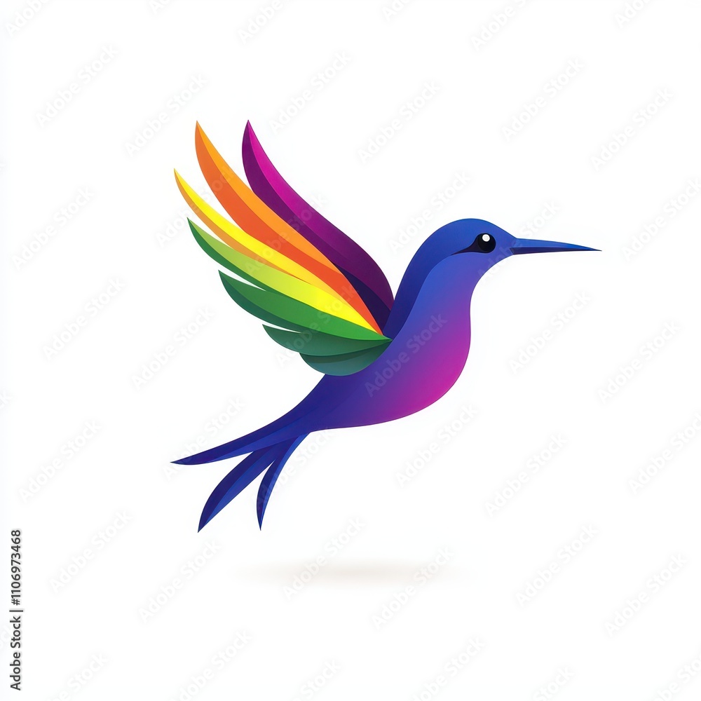 Vibrant and Colorful Hummingbird with Rainbow Wings in a Minimalist Style Ideal for Nature, Art, or Design Projects Focusing on Beauty and Diversity in Wildlife Vibrant and Colorful Hummingbird with Rainbow Wings in a Minimalist Style Ideal for Nature, Art, or Design Projects Focusing on Beauty and Diversity in Wildlife